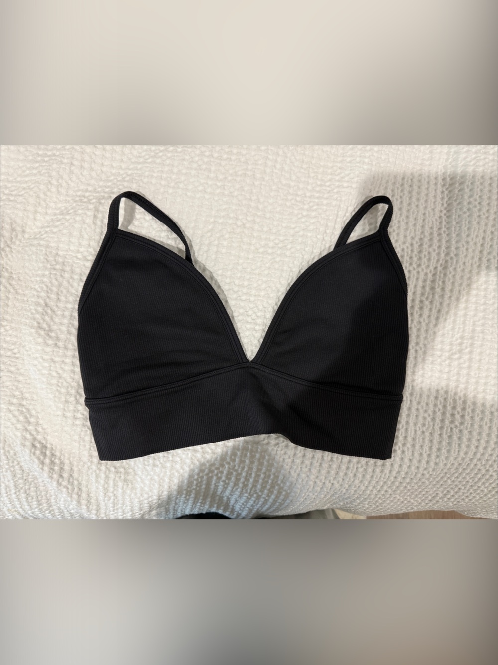 Athlete Black Ribbed Triangle Bralette - Women Intimates